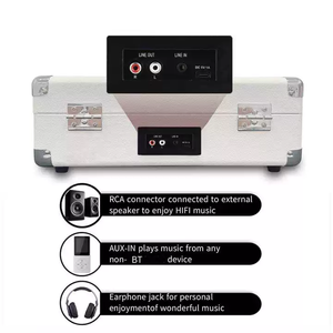 Reproductor de Vinilo Moderno Retro con Conexión Inalámbrica BT, Altavoces Dobles Integrados, Reproductor de Música Portátil para Dormitorio y Sala de Estar - Product Image 3