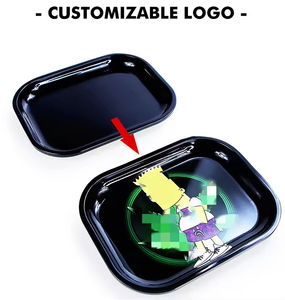 LOGO personnalisé Vente en gros 18x14cm 27x16cm 28.8*18.8 Plateau à roulettes noir avec couvercle magnétique Plateau de service Kit d'accessoires pour fumeurs - Product Image 5