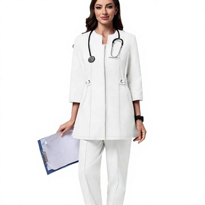 Conjunto de Uniforme Médico Blanco para Mujer, Chaqueta y Pantalones de Invierno, Ropa de Trabajo de Enfermería para Hospital y Clínica - Product Image 3
