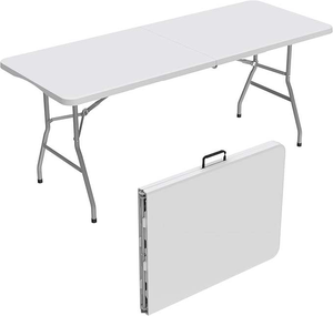 Wholesale Durable Outdoor White HDPE Rectangular Folding Legs Frame Plastic <strong>Trestle</strong> <strong>Table</strong> <strong>for</strong> Dining Garden Party Events Hotel - Product Image 1