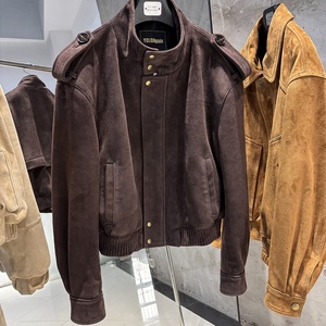 2025 automne surdimensionné marron foncé daim veste femmes en cuir véritable veste dames Bomber veste - Product Image 2