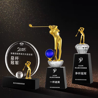 Trophée de golf personnalisé haut de gamme en métal et cristal pour tournoi de golf et championnat de club