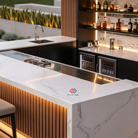 Comptoir de bar commercial de luxe, forme organique, mobilier de bar lounge, marbre, comptoir de bar sur mesure