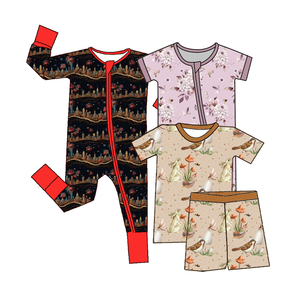 कार बांस की छोटी आस्तीन बेबी जिप्पी पजामा, वसंत में सबसे ज्यादा बिकने वाली कस्टम कार, क्रिसमस और हेलोलीन पैटर्न के साथ - Product Image 1