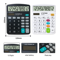 Calculatrice électronique de bureau à 12 chiffres CT-837, solaire, batterie, lumière LED, grand écran, logo personnalisé, plastique, effacement des données