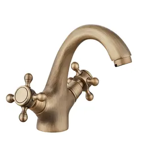 Hot bán phòng tắm Brass Antique bồn rửa vòi boong núi đồng rửa lưu vực nóng và lạnh vòi nước, phong cách thời trang tap