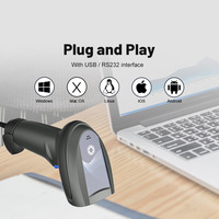Lecteur de codes-barres portable filaire JINGXIN Plug and Play, interface USB RS232, pour la lecture de codes-barres complexes