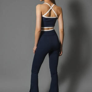 New Custom Logo Gym Ladies Yoga Sports Slim Fit High-Intensity Fitness Sports X Cross Bra Wholesales High Quality Plus Size Set - Product Image 5