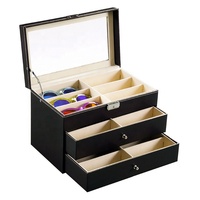 6/12/15/18/24 fentes étui de rangement pour lunettes de soleil à plusieurs couches boîte de présentation pour lunettes de soleil avec couvercle organisateur de lunettes