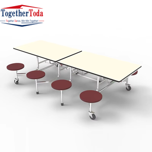 Table et chaises de cantine scolaire modernes en métal pour 8 personnes, meubles de salle à manger - Product Image 6