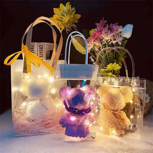 Towel <b>Bear</b> Gift Set With LED Fairy Light Transparent Handbag Soft Towel <b>Bear</b> Doll Wedding Party Guest Souvenir Gift - Product Image 1