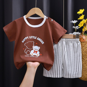Costume à manches courtes pour enfants été coton garçon vêtements en gros nouveau t-shirt fille été bébé vêtements pour enfants - Product Image 5