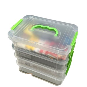 Plastic Storage Box With Lid Stackable Office Organizer <b>Rectangle</b> Solid Color Drawer <b>Bin</b> For Stationery Tools Toys - Product Image 2