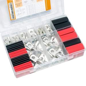 X002VK-583 Kit de Bornes Annulaires AWG 100 pièces, Connecteurs à Sertir Étamés avec Gaine Thermorétractable - Product Image 1