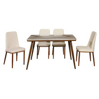 Ensemble de table et chaises de salle à manger de luxe au design moderne avec plateau en marbre pour 6 personnes - Mobilier de salle à manger - Entrepôt