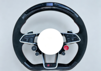 Volant sport personnalisé RS en fibre de carbone de luxe, cuir véritable, LED, démarrage à un bouton, pour mise à niveau Audi
