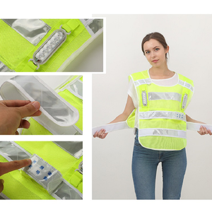 เสื้อกั๊กสะท้อนแสง LED โหมดไฟสามสี เสื้อกั๊กทำงานแบบระบายอากาศได้ดีสำหรับผู้ชายผู้หญิง สำหรับงานกลางแจ้ง งานกลางคืน งานก่อสร้าง - Product Image 4