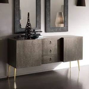 High End Villa Furniture Set Nordic Furniture Oak Veneer Sideboard Modern Living Room Console Cabinet