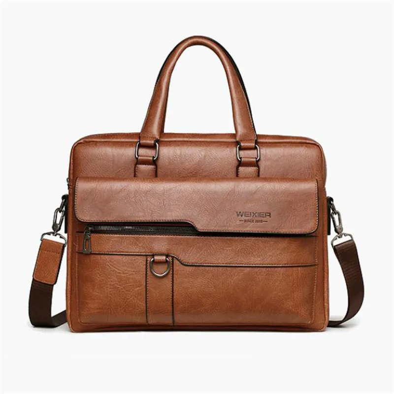 Men Briefcase Large Capacity Waterproof Laptop Bag High Quality PU Leather Handbags