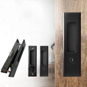 Pocket <strong>Door</strong> Lock Handle Invisible Wooden Barn <strong>Door</strong> <strong>Latch</strong> with Keys Interior Privacy Furniture Hardware Brushed Nickel Silver - Product Image 2