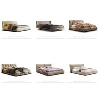 Lit double moderne 2024 en cuir de taille Queen avec fonction de massage sans tête de lit Dossier squelette au design simple pour la chambre principale