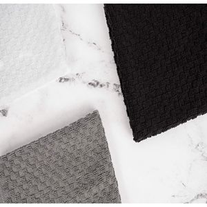 DB 12-Pack Cotton Kitchen Towels Waffle Weave Design Absorbent Terry <b>Cloth</b> for Hand Drying, Black & White, Rectangle, Wealuxe Br - Product Image 4