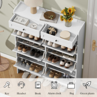 Meuble à chaussures basculant ultra-plat en bois massif pour gain de place, idéal pour l'entrée des petits appartements