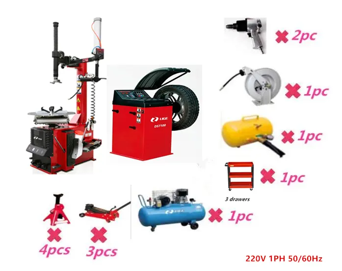 Equipamento do veículo ce design de solução do equipamento de garagem ferramentas de serviço de pneus da loja de pneus carregador e combo equilibrador