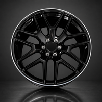 Jante en alliage d'aluminium forgé 10 branches, design Y fendu, noir brillant, lèvre argentée usinée, concave, logo personnalisé, jante de voiture 5x114.3