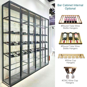 Meuble de maison mural en forme de bouteille avec éclairage LED pour la cuisine Bar rouge Armoire en verre avec cave à vin - Product Image 3