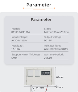 Luz de espejo de baño para hotel KT1212, precio de fábrica, atenuador de LED de DC12V 1A 12W CCT, interruptor de Sensor táctil ajustable - Product Image 2