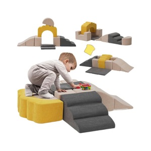 Structure de jeu intérieure en mousse pour bébé, forme géométrique, unisexe, jouet éducatif précoce avec toboggan et marches - Product Image 2