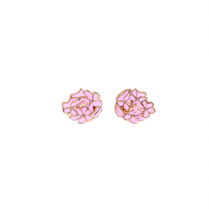 Boucles d'oreilles tendance en acier inoxydable 316L avec placage or PVD, motif fleur rose - Product Image 2
