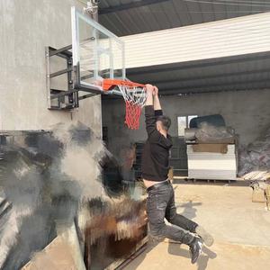 Canestro da Basket Rusu 120x80 cm con Supporto a Muro Regolabile a Manovella, in Acciaio e Vetro Temperato, Colore Personalizzabile - Product Image 6