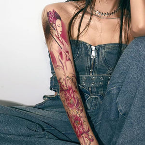 Autocollant de <span class=keywords><strong>tatouage</strong></span> de corps de haute qualité moins cher <span class=keywords><strong>faux</strong></span> <span class=keywords><strong>tatouage</strong></span> de personnalité pour <span class=keywords><strong>homme</strong></span> et femme tatouages temporaires imperméables manche <span class=keywords><strong>bras</strong></span> complet - Product Image 2
