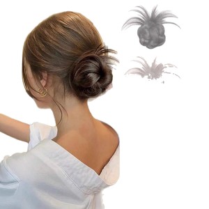 Py571 Perruque chignon en fibre haute température, noir naturel, brun foncé, brun clair, avec système de fixation Miss Hair Extension - Product Image 1