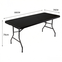 Vente en gros de tables pliantes en plastique noir de 6 pieds, rectangulaires, portables, pour l'extérieur