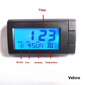 Đèn nền màu xanh xe LCD hiển thị kỹ thuật số Đồng hồ với nhiệt kế ABS hiển thị nhiệt độ điện tử tự động đồng hồ trang trí - Product Image 6