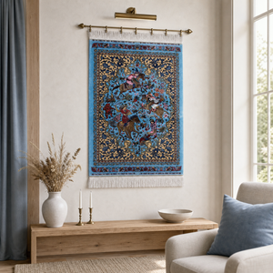 Alfombras Persas de Caza Azul Cielo de 60*90cm al por Mayor, Tapiz de Pared Tejido de Modal Ecológico - Product Image 1