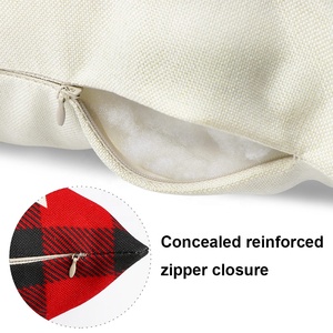 <span class=keywords><strong>Housse</strong></span> de coussin de canapé OurWarm Noël Cerf Navidad, motif écossais rouge et noir - Product Image 4