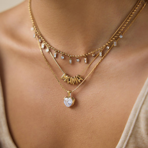 Collier Songfu Nouveau Style <span class=keywords><strong>Chic</strong></span> Français Fête des Mères <span class=keywords><strong>MAMA</strong></span> en Acier Inoxydable Plaqué Or 18K avec Zircon Cubique, Bijou Exquis de Luxe Léger pour Femme - Product Image 1