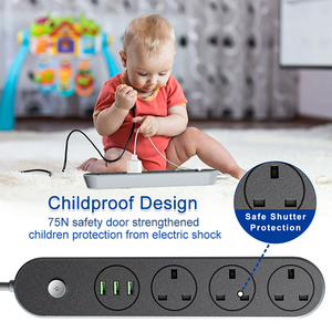 Ổ Cắm Điện Tiêu Chuẩn Anh Mới 2023 3 Ổ Cắm 3 Cổng <span class=keywords><strong>USB</strong></span> Có Công Tắc Dải Nguồn Màu Đen Tại Nhà Văn Phòng - Product Image 4