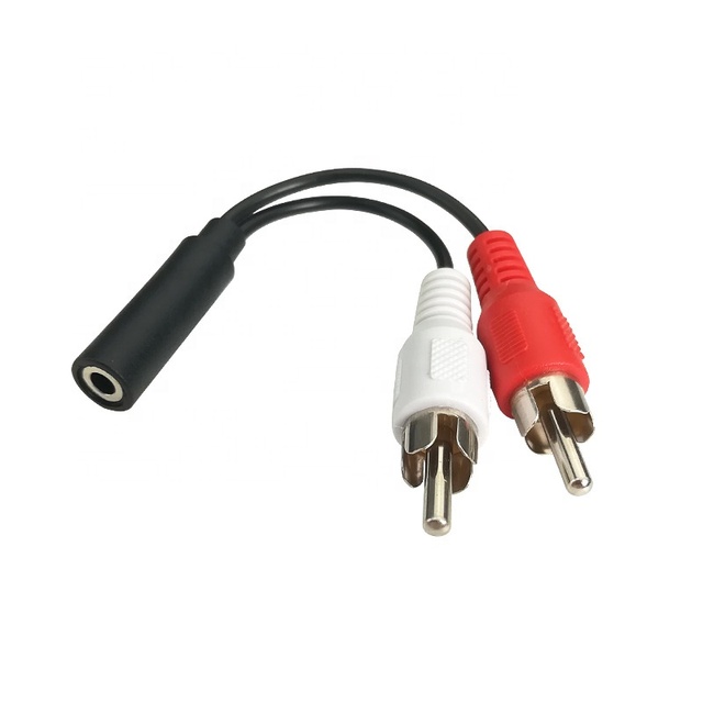 3.5mm RCA Female Jack Stereo Audio Aux Socket Connector to Headphone Music Wire Y Audio Cable Y Plug 2 Male Adapter Cable