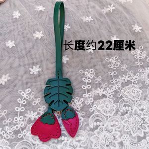 Cute Tropical Monstera Leaf <b>Bag</b> <b>Charm</b> Personalized PU Leather Flower <b>Bag</b> <b>Charm</b> French Goat Leather Keychain for Gifts - Product Image 4
