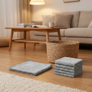 Toalla de cocina ecológica no grasosa absorbente gruesa cuadrada de carbón de bambú para lavar platos <span class=keywords><strong>Limpieza</strong></span> de fibra ultrafina - Product Image 5