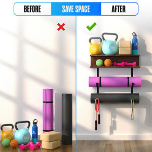 Jh-mech – rouleau en mousse et <span class=keywords><strong>porte</strong></span>-serviettes avec 3 crochets, sangle de Yoga suspendue et bandes de résistance, support <span class=keywords><strong>mural</strong></span> pour tapis de Yoga - Product Image 6