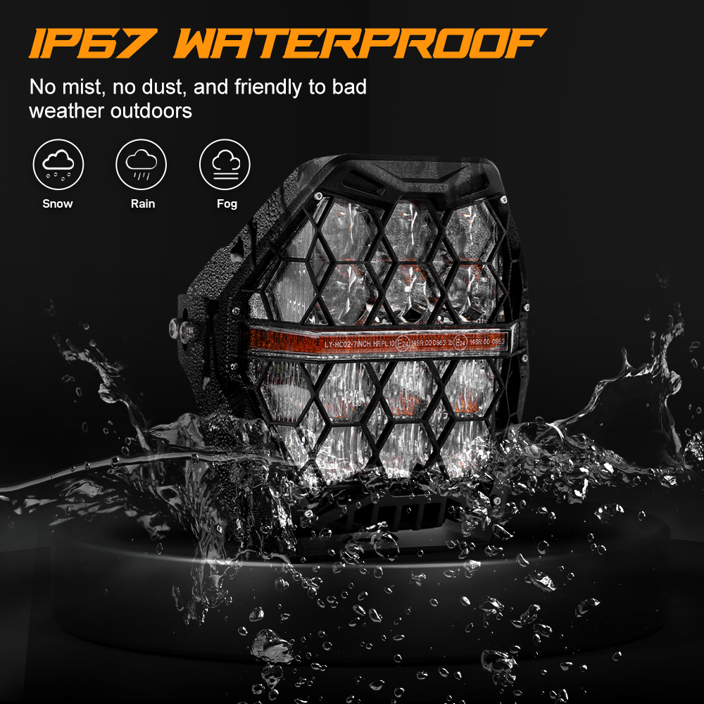 Emark Approved 120W Honeycomb LED DRL Work Lamp 7 Inch High Low