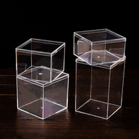 Boîte cadeau portable en acrylique 4 x 4 x 4 pouces, boîte carrée en acrylique, boîtes de présentation en plastique transparent avec couvercles, étui de présentation, conteneur