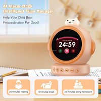 Minuteur d'étude pour enfants à bouton tactile, fonctionnant sur piles, avec Wi-Fi, météo, musique, robot parlant, commande vocale, compte à rebours, réveil et calendriers