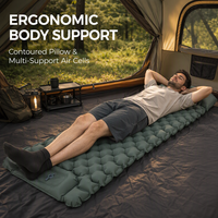 Matelas pneumatique gonflable d'extérieur intégré avec pompe à pied, motif miettes de pain, 8 cm d'épaisseur, en matériau Chunyafang, extra-large et large